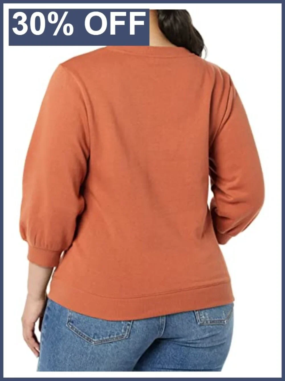Women's French Terry Fleece Crewneck Sweatshirt 3/4 Blouson Sleeve Relaxed Fit
